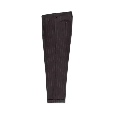 WACKO MARIA STRIPED PLEATED TROUSERS (IMPOET FABRIC / DOEMEUIL) "Burgundy"