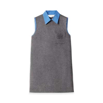 MIU MIU Women's Velour Mini Dress "Gray"
