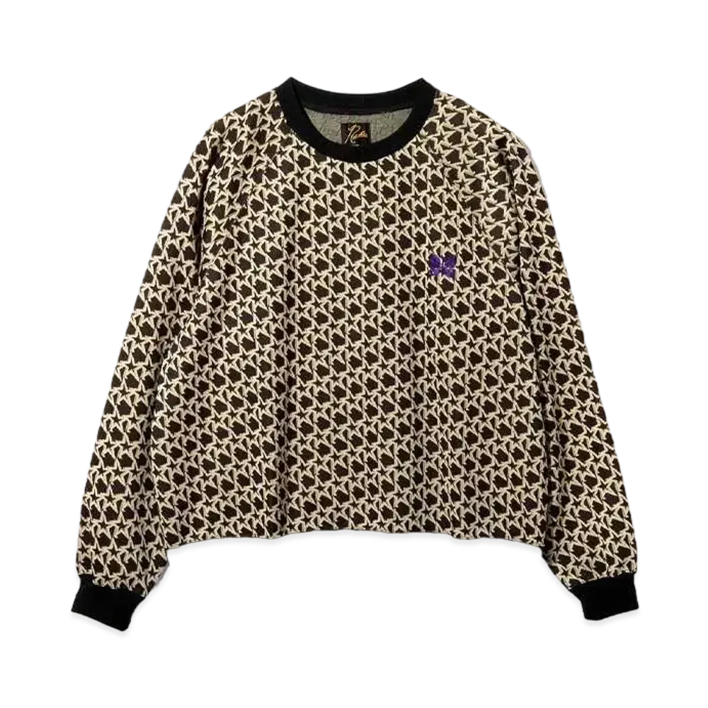 Needles Track Crew Neck Shirt - Poly Jq. Star "Black/Beige"
