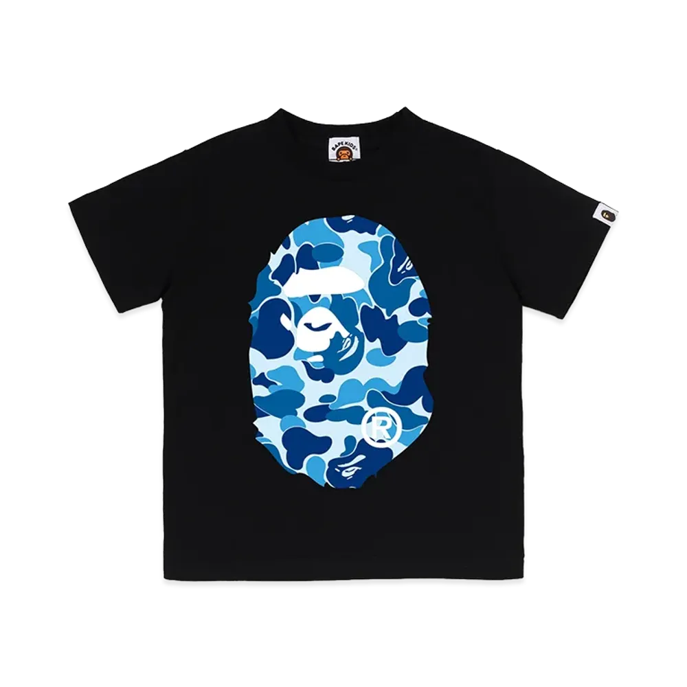 A BATHING APE Kids ABC Camo Big Ape Head Tee "Black/Blue"