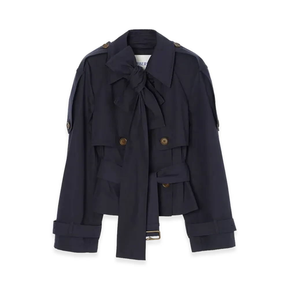Burberry Women's Short Canvas Trerose Trench Coat "Silhouette Blue"