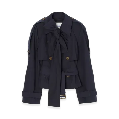 Burberry Women's Short Canvas Trerose Trench Coat "Silhouette Blue"