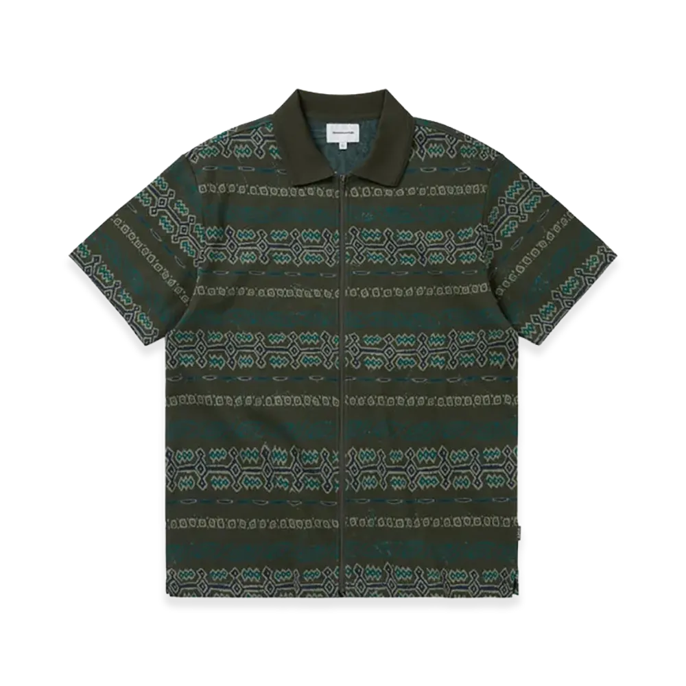 thisisneverthat Jungle Jacquard Zip Up Top "Olive"