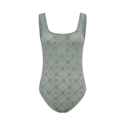 Marine Serre Moongram Mesh Frock Bodysuit "Gray"