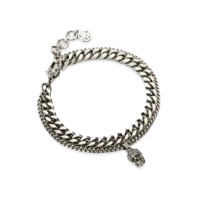 Alexander McQUEEN Pave Skull Chain Bracelet "Antique Silver"