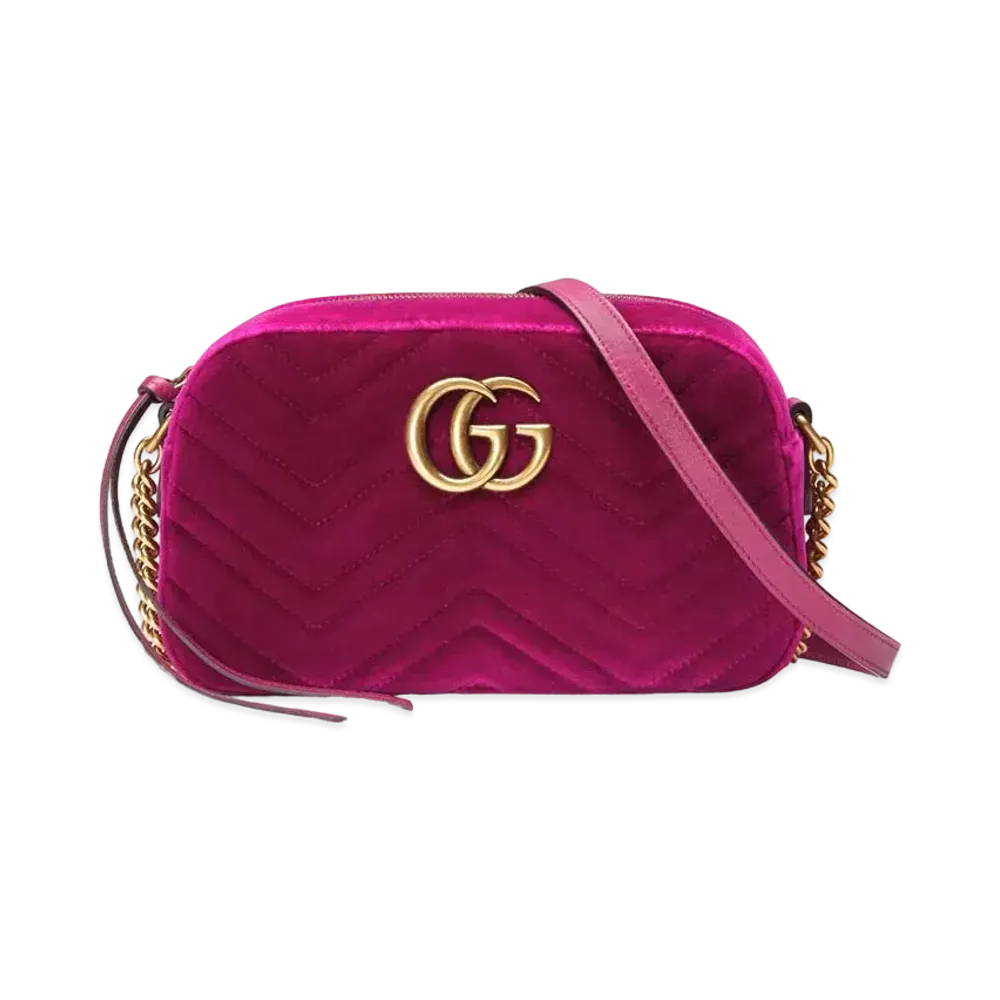 GUCCI GG Marmont Velvet Small Shoulder Bag "Pink"