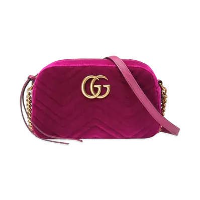 GUCCI GG Marmont Velvet Small Shoulder Bag "Pink"
