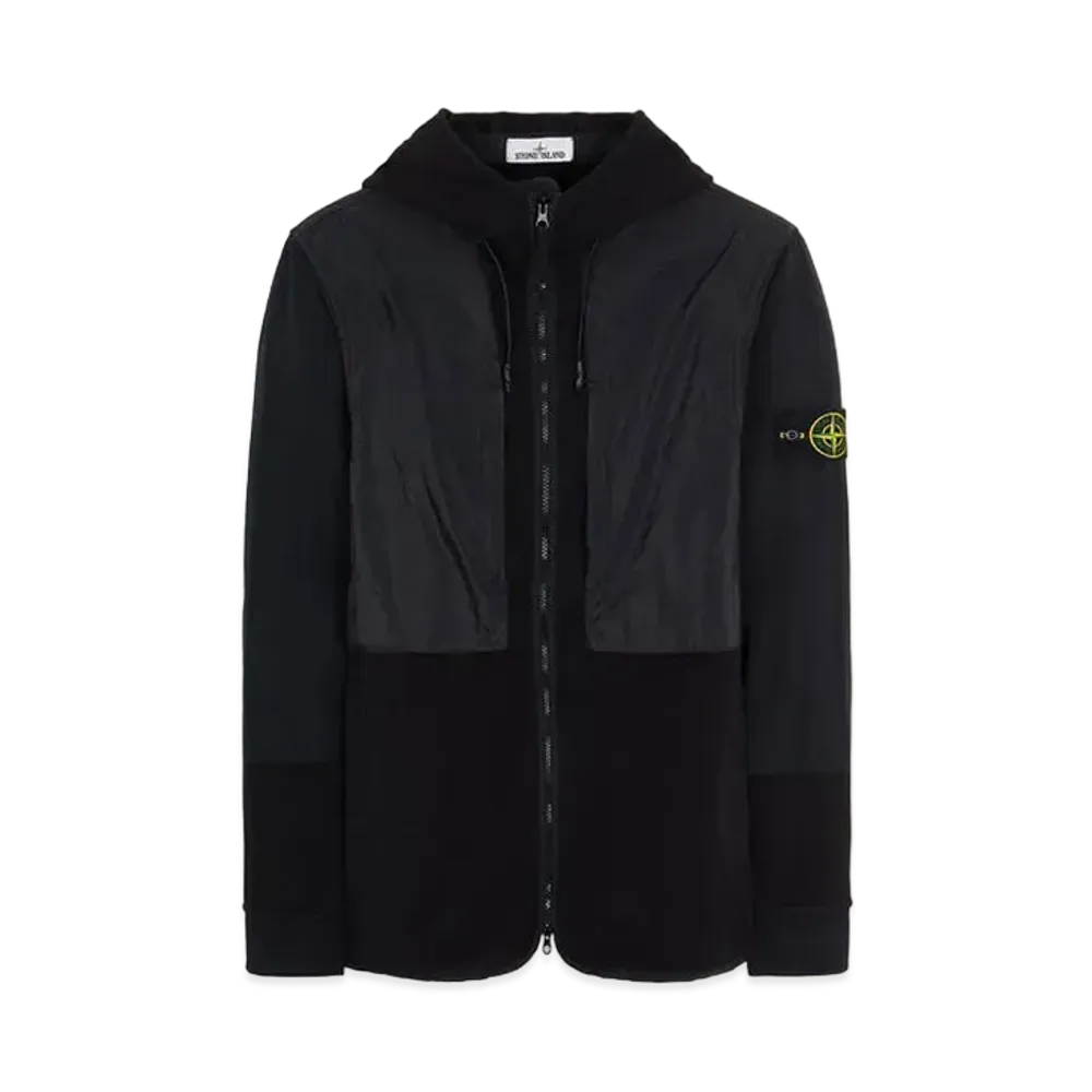 Stone Island 64741 BRUSHED COTTON FLEECE WITH NYLON METAL/ NASLAN-TC DETAILS "Black"