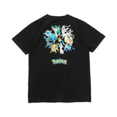NEW ERA x Pokemon Youth Short Sleeve Cotton Tee Pikachu Eevee Friends "Black"