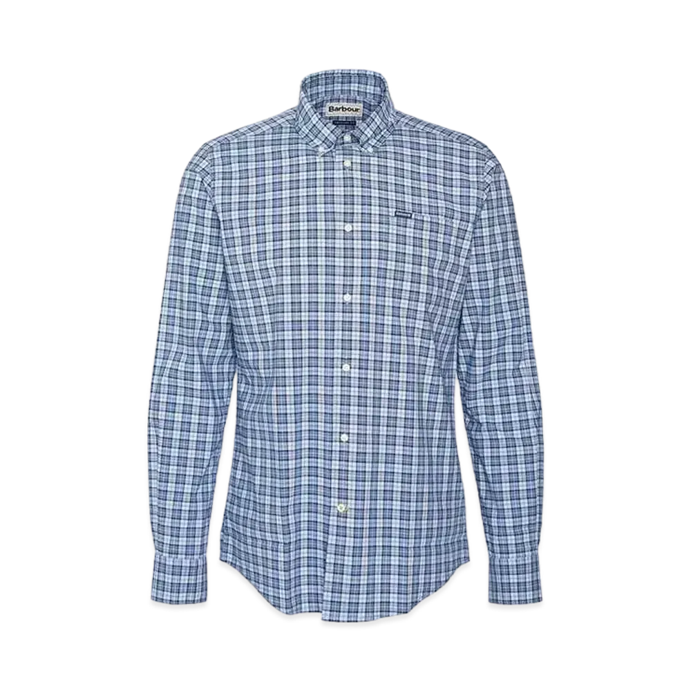 Barbour Lomond Check Button Down Shirt Tailored Fit "Light Blue"