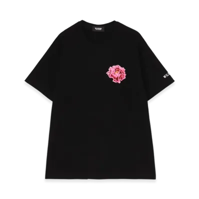 WILDSIDE YOHJI YAMAMOTO Embroidery Peony T-Shirt "Black"
