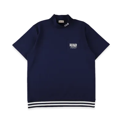 WIND AND SEA S/S Mock Neck Logo Knit "Navy"