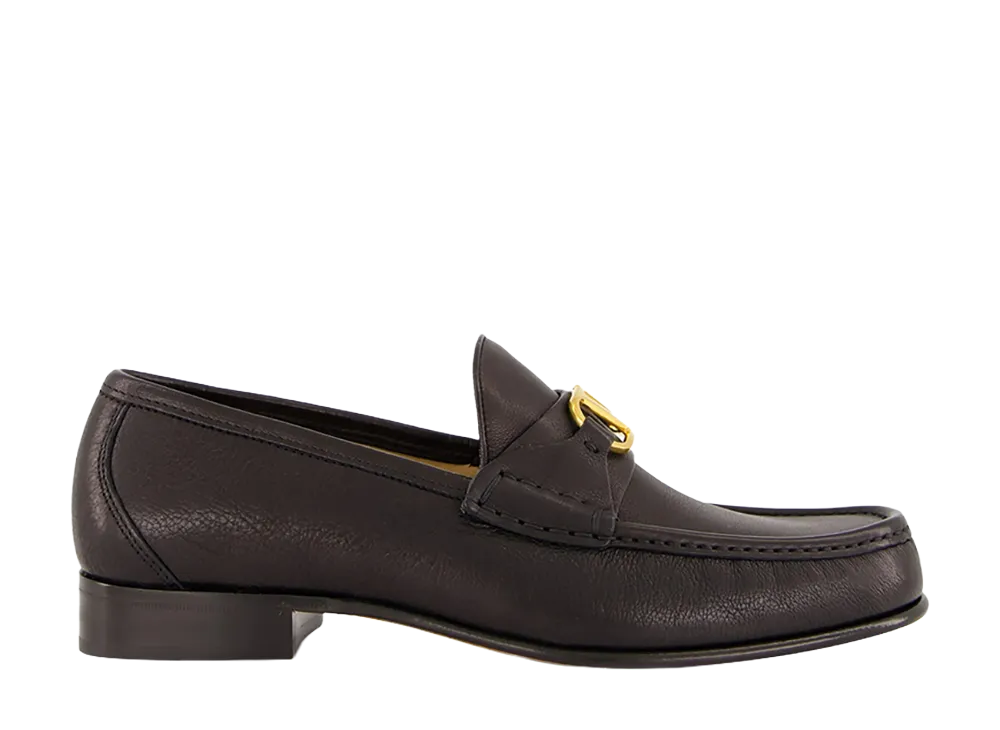 Valentino Garavani Black Leather Vlogo Loafers "Black"