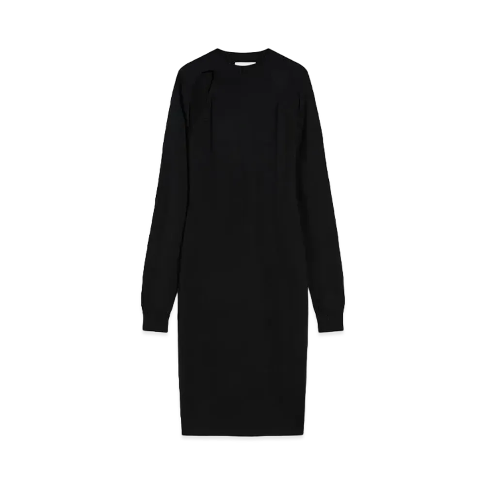 Max Mara Solbona Slim-Fit Wool-Silk Knit Dress "Black"