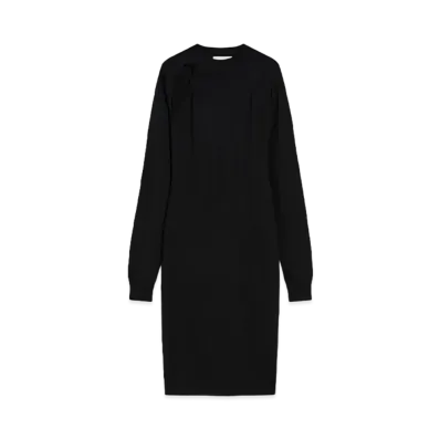 Max Mara Solbona Slim-Fit Wool-Silk Knit Dress "Black"