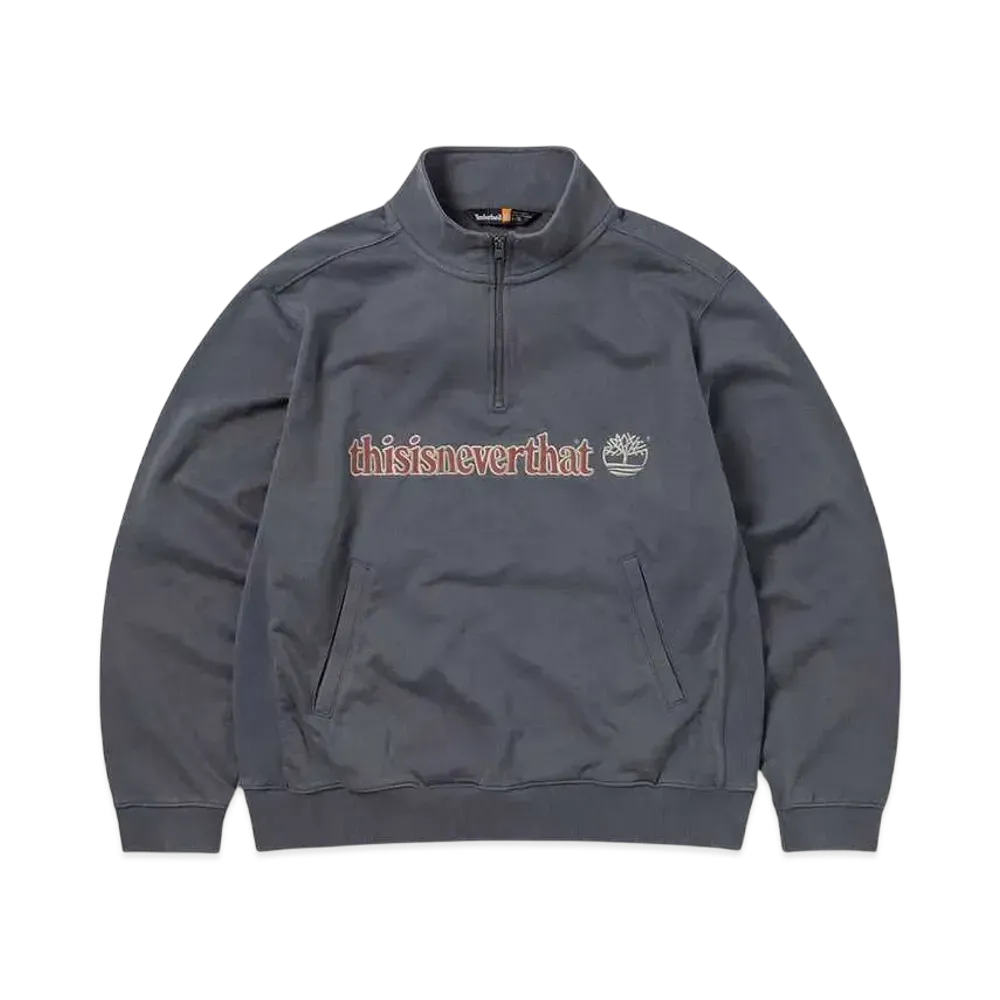 thisisneverthat x Timberland Heritage Quarter Zip Sweatshirt "Blue Grey"