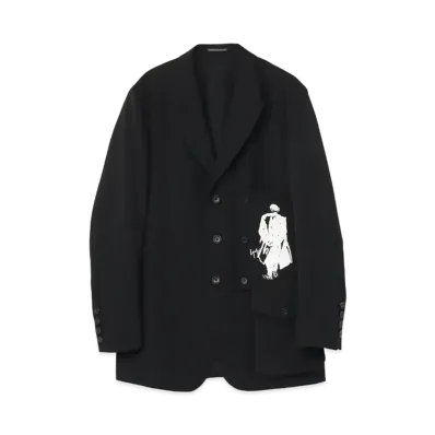 Yohji Yamamoto Pour Homme MAN EMBROIDERY BUTTONED CLOTH JACKET "Black"