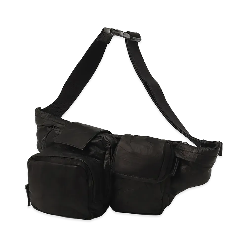 Y's Twisted Soft Leather Pocket Bag "Black"