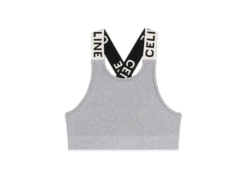 CELINE Logo Back Cross Top "Gray"