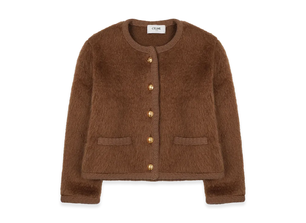 CELINE Women's Giacca Chasseur in Mohair "Brown"