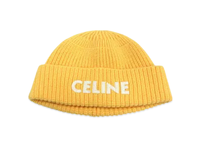 CELINE Embroidery Wool Knit Beanie "Yellow"