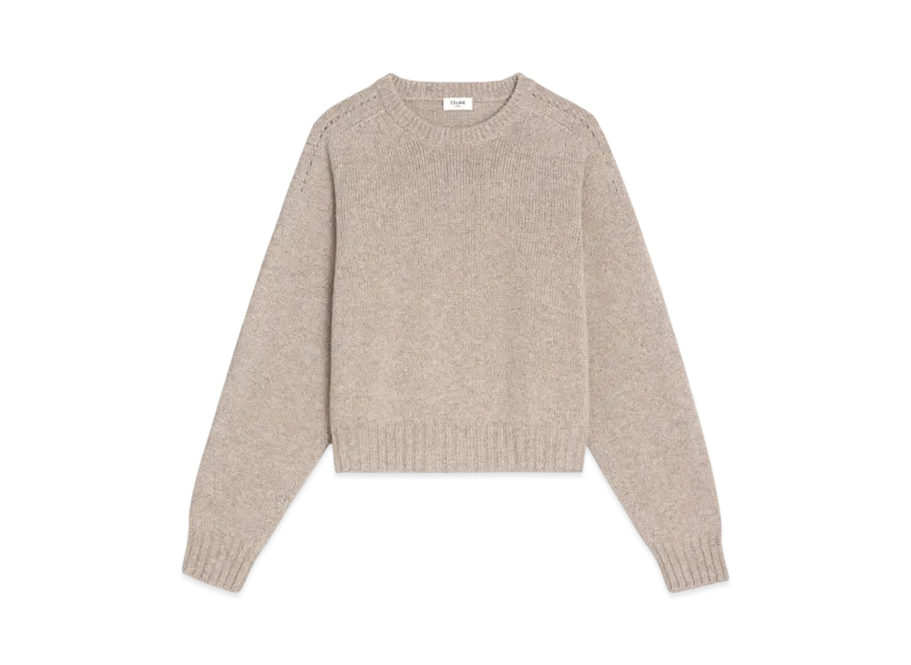 CELINE Crew Neck Sweater In Seamless Cashmere "Sand"