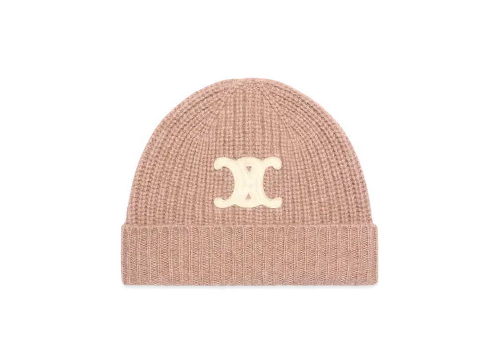 CELINE Triomphe Beanie In Seamless Cashmere "Nutmeg"