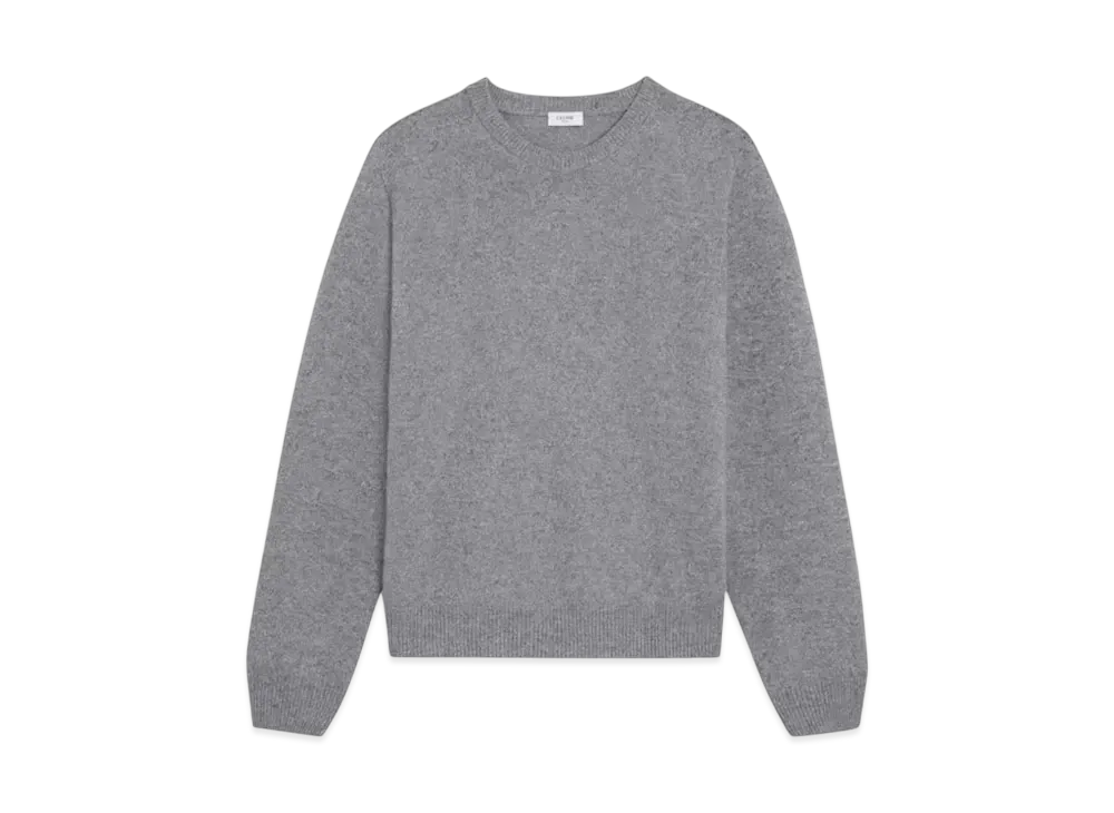 CELINE Men's Triomphe Crew Neck Sweater in Cashmere "Grey"