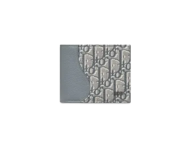 Dior Saddle Bifold Wallet Grained Calfskin Marquetry with Dior Oblique Jacquard "Deep Gray"