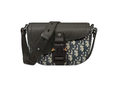 Dior DiorEssentials Saddle Pouch with Strap Dior Oblique Jacquard and Grained Calfskin "Beige/Black"