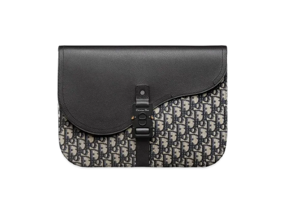 Dior Saddle A4 Pouch Grained Calfskin Dior Oblique Jacquard "Beige/Black"