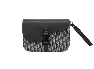 Dior Saddle A5 Pouch Dior Oblique Jacquard Grained Calfskin "Beige/Black"
