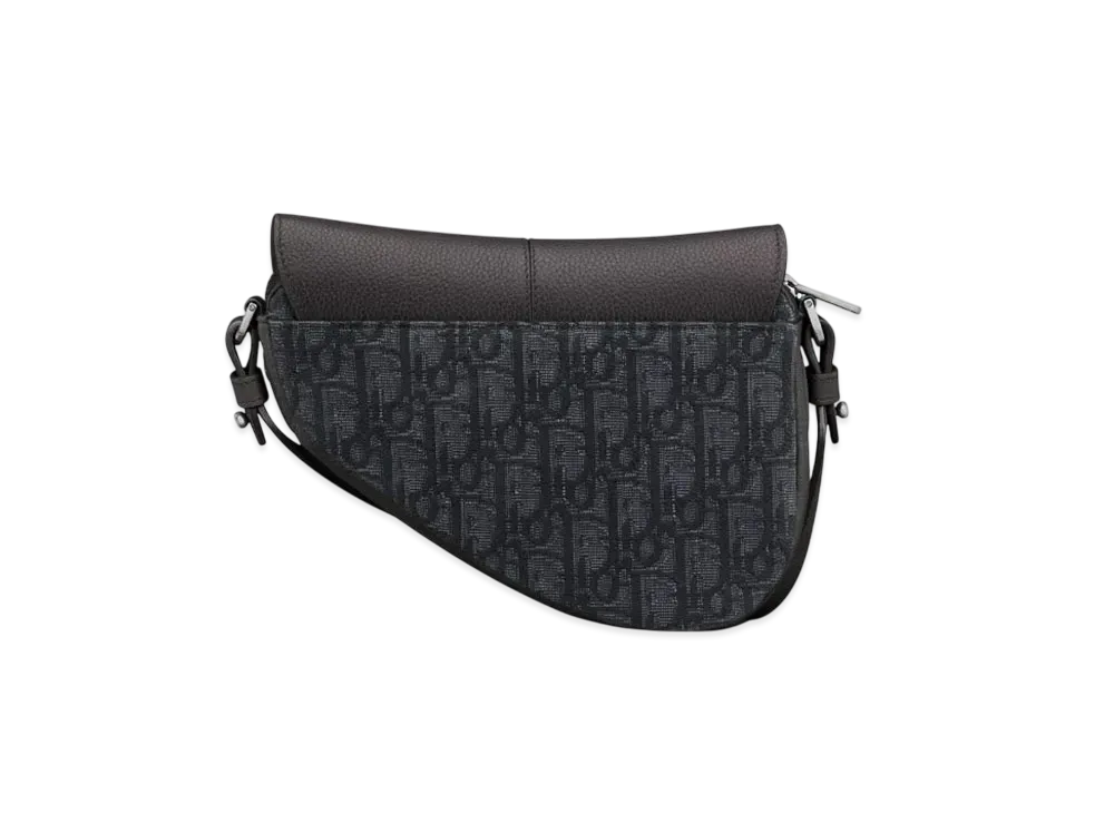 Dior Mini Saddle Bag Oblique Jacquard and Grained Calfskin "Black"