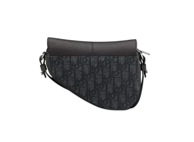 Dior Mini Saddle Bag Oblique Jacquard and Grained Calfskin "Black"