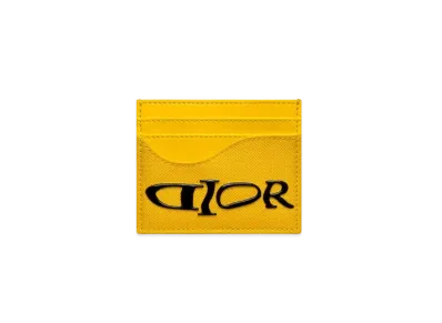 Dior x LEWIS HAMILTON Saddle Card Holder Nylon and Leather Effect Technical Fabric "Yellow"