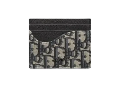 Dior Saddle Card Holder Grained Calfskin Marquetry with Dior Oblique Jacquard "Beige/Black"