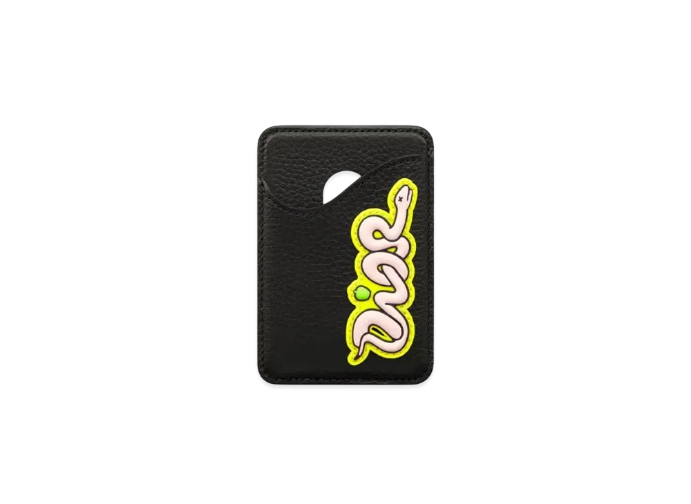 Dior x KAWS Saddle Magnetic Card Holder Grained Calfskin "Black/Pink/Yellow"