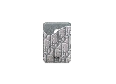 Dior Saddle Magnetic Card Holder Grained Calfskin Marquetry with Dior Oblique Jacquard "Deep Gray"