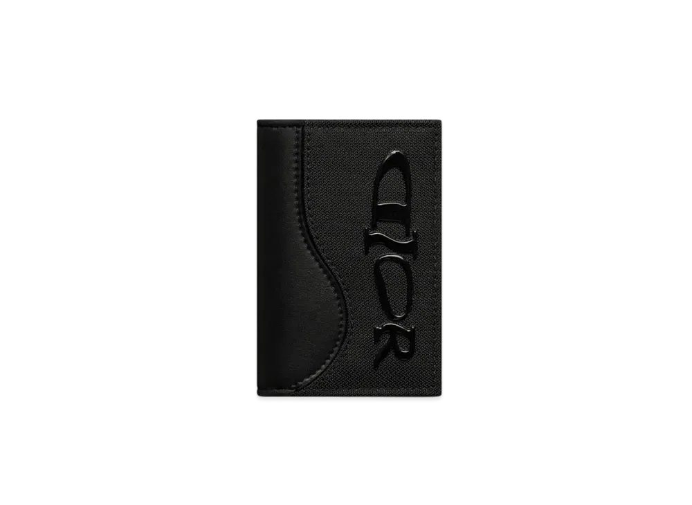 Dior x LEWIS HAMILTON Saddle Vertical Bifold Card Holder Nylon and Leather Effect Technical Fabric "Black"