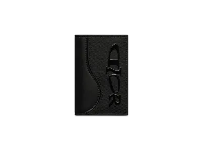 Dior x LEWIS HAMILTON Saddle Vertical Bifold Card Holder Nylon and Leather Effect Technical Fabric "Black"