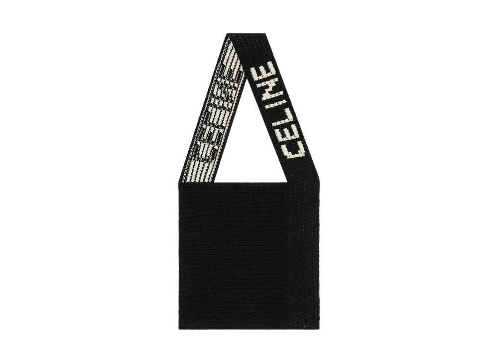 CELINE Bag in Crocheted Cotton "Black /Ecru"