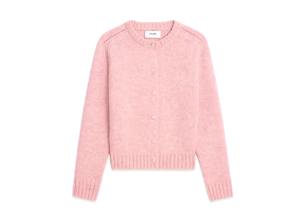 CELINE Cardigan In Shetland Wool "Baby Pink"