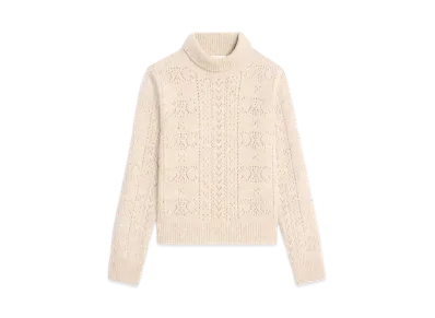 CELINE Turtleneck Sweater In Shetland Pointelle "Bone"