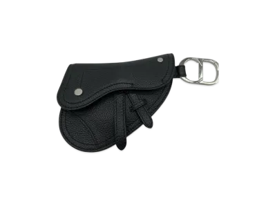 Dior Saddle Bag Grained Touch Calfskin Coin Purse Key Pouch "Black"