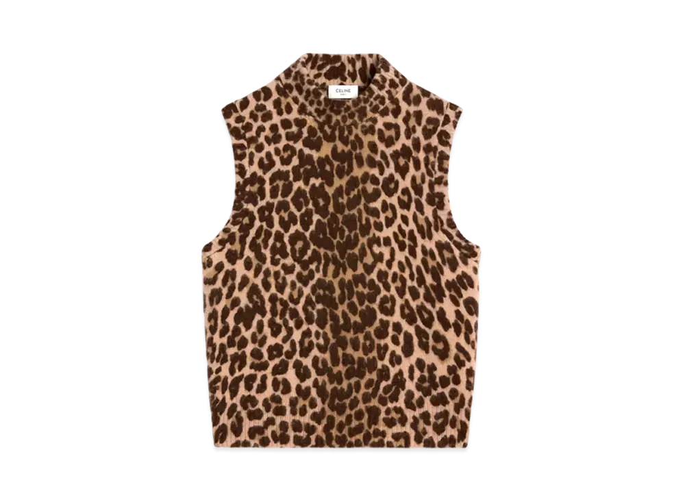 CELINE Turtleneck Sweater In Cashmere "Leopard"