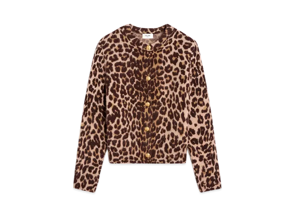 CELINE Cardigan In Cashmere "Leopard"