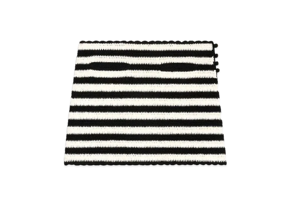 CELINE Striped Crochet Mini Skirt in Cotton "Black/Ecru"