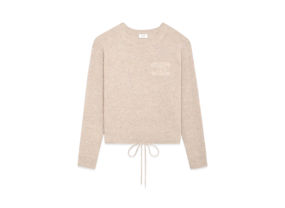 CELINE Triomphe Crew Neck Sweater In Wool and Cashmere "Oatmeal"