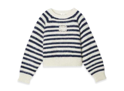 CELINE Pull Cropped Triomphe "Offwhite/Navy"