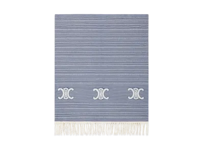 CELINE Triomphe Fouta in Striped Cotton "Off White/Navy"